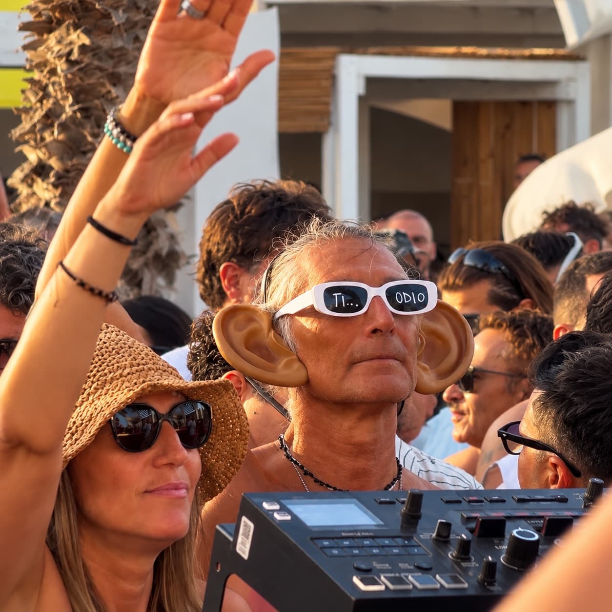 Pubblico davanti alla consolle durante il dj set